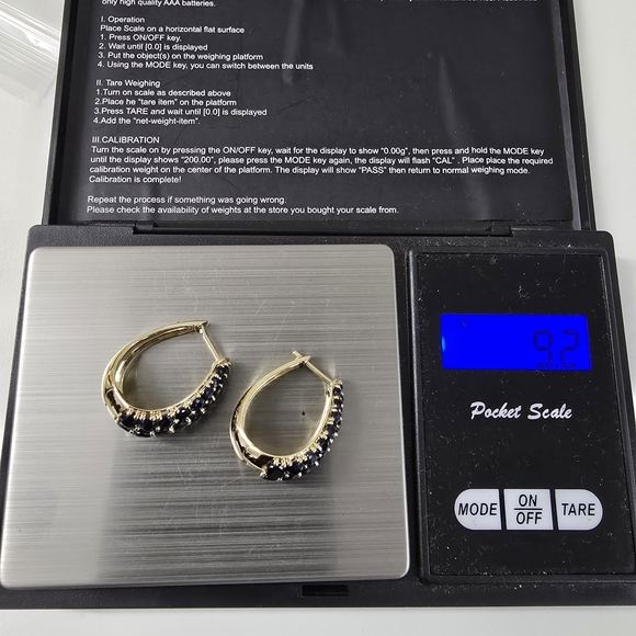 Watch Video / 14K Gold Sapphire Hoop Earrings - Picture 12 of 12